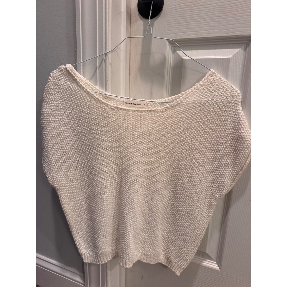 Moon & Madison Women's Small Ivory Textured Knit Dolman Sleeve Sweater Cozy